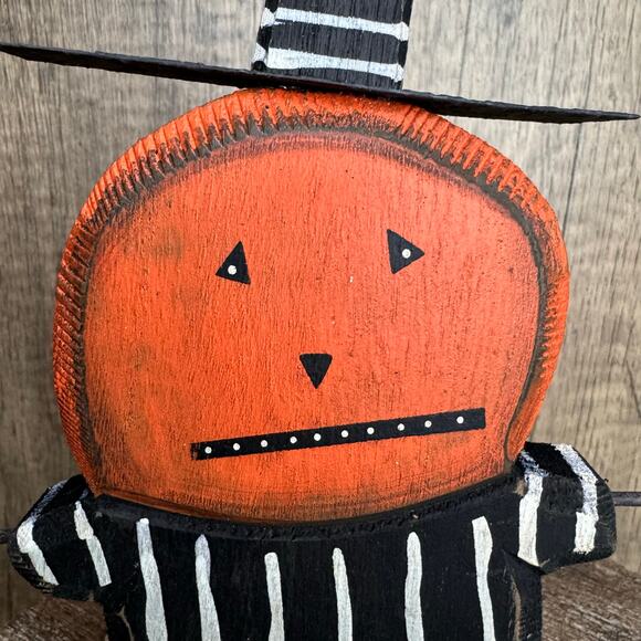 Rustic Halloween Jack O Lantern Home Decor Sitter Wood Pumpkin Fall FAST SHIP - Picture 4 of 9